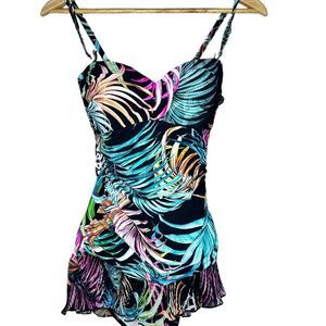 Profile by Gottex Tropico Size 8 One Piece Swim Dress Bathing Suit NWT